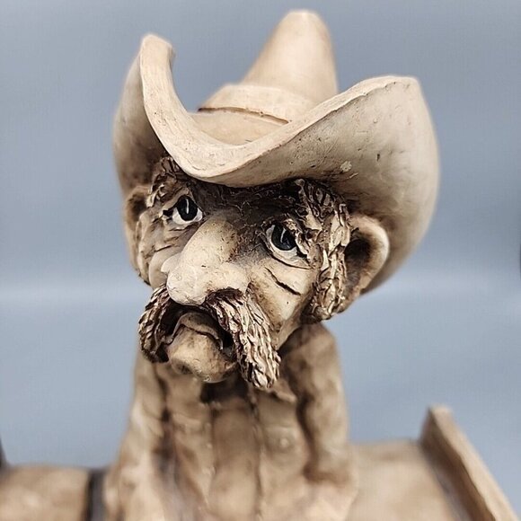 Vintage Shade Tree Creations 1981 Cowboy Bed Clock Figurine 9.5" Made in USA - Picture 2 of 9